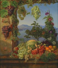Fruits in an Italian Landscape, 1842-1843. Creator: Christine Lovmand