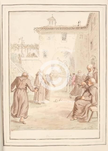 Fryers Amusement, leaf from 'A Collection of Dresses by David Allan Mostly from Nature', 1776. Creator: David Allan.