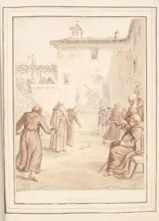 Fryers Amusement, leaf from A Collection of Dresses by David Allan Mostly from Nature 1776. Creator: David Allan