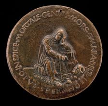 Fra Cesario Seated on a Rock, Contemplating a Skull [reverse], c. 1467. Creator: Sperandio Savelli