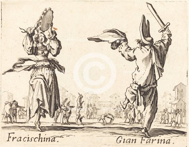 Fracischina and Gian Farina, c. 1622. Creator: Jacques Callot.