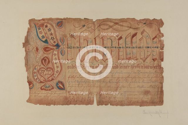 Fractur, 1935/1942. Creator: Elmer R. Kottcamp.