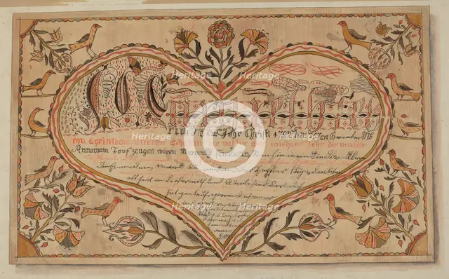 Fractur: Christening Certificate, c. 1936. Creator: Ella Josephine Sterling.