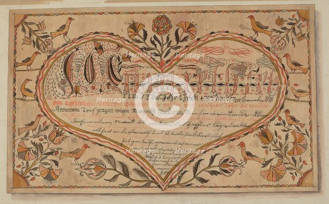 Fractur: Christening Certificate, c. 1936. Creator: Ella Josephine Sterling.