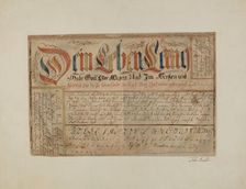 Fractur (Illuminated Writing), c. 1937. Creator: John Koehl