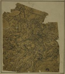 Fragment: Armed Warriors on Horseback Fighting Foot Soldiers, n.d. Creator: Unknown