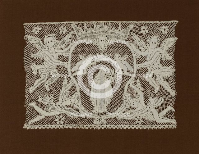 Fragment (Flounce depicting Mary, Queen of Heaven), Italy, 1725/75. Creator: Unknown.