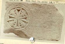 Fragment from a Funerary Stele with a Medallion of a Cross and Leaves, Egypt, 6th-7th century. Creator: Unknown