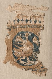 Fragment from a Hanging (?) with Roundel and Border, 800s - 900s. Creator: Unknown