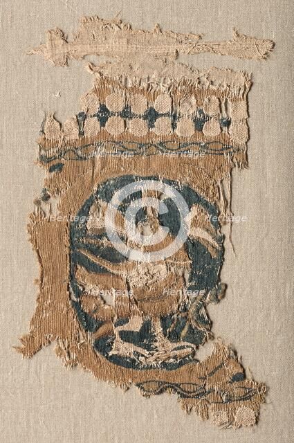 Fragment from a Hanging (?) with Roundel and Border, 800s - 900s. Creator: Unknown.