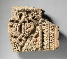 Fragment from a Two-Sided Sanctuary Screen with Birds Eating Grapes, Egypt, 5th-6th century. Creator: Unknown