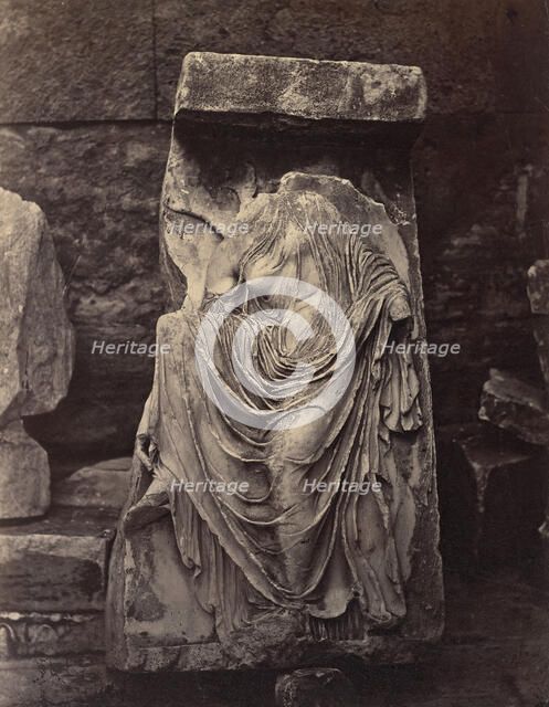 Fragment from Balustrade of the Temple of Athena Nike, Acropolis, Athens, ca. 1882. Creator: William James Stillman.