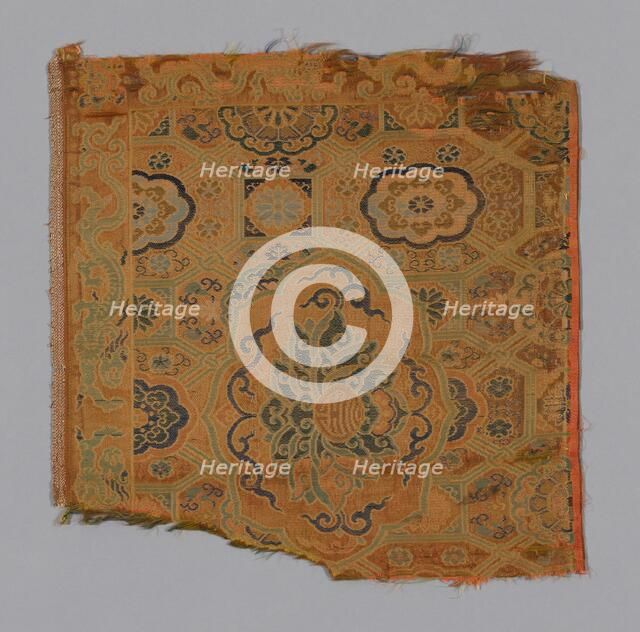 Fragment (Furnishing Fabric), China, Ming dynasty (1368-1644), 15th century. Creator: Unknown.