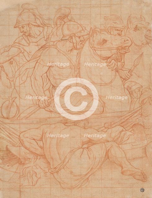 Fragment of cardboard for the painting of Constantius, the battle against Max..., around 1490-1530. Creator: Unknown.