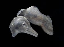 Fragment of carved dish with duck motifs, Early Dynastic Period, c2950 - c2575 BC