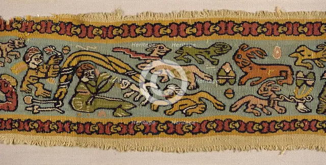 Fragment of a tapestry band, Coptic. Artist: Unknown.