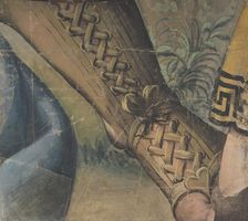 Fragment of a Tapestry Cartoon: Foot in a Buskin, Drapery, and a Plant, 1500-1550. Creator: School of Raphael