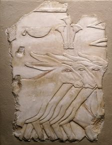 Fragment of a Tomb Wall Depicting Donkeys, Egypt, Old Kingdom, Dynasty 5 (about 2504-2347 BCE). Creator: Unknown