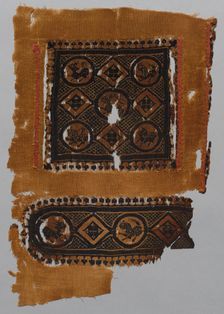 Fragment of a Tunic with Segmentum and Part of a Gammadion Border, 400s - 600s. Creator: Unknown