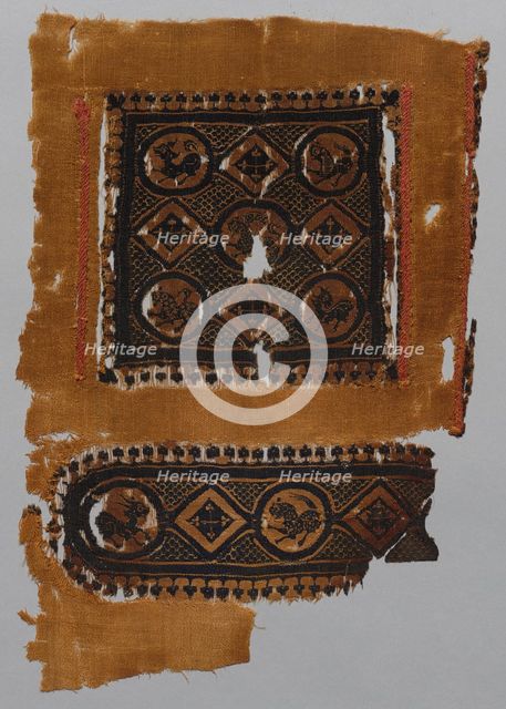 Fragment of a Tunic with Segmentum and Part of a Gammadion Border, 400s - 600s. Creator: Unknown.