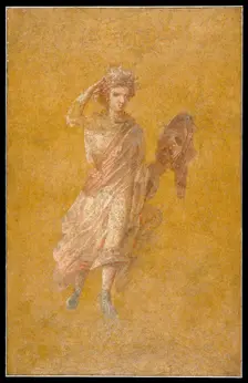 Fragment of a Yellow Fresco Panel with Muse, A.D. 1-79. Creator: Unknown