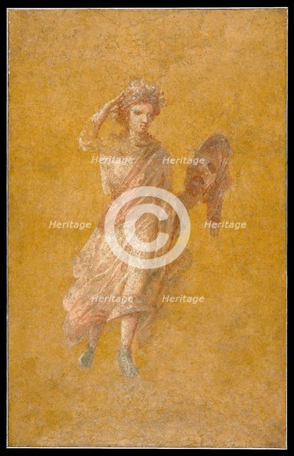 Fragment of a Yellow Fresco Panel with Muse, A.D. 1-79. Creator: Unknown.