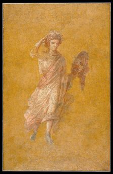 Fragment of a Yellow Fresco Panel with Muse, A.D. 1-79. Creator: Unknown