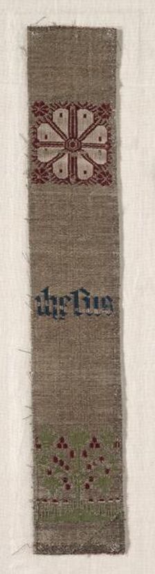 Fragment of a Band, 1300s - 1400s. Creator: Unknown