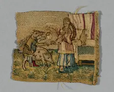 Fragment of a Band Depicting Scene from Homer's Odyssey, England, 16th/17th century. Creator: Unknown