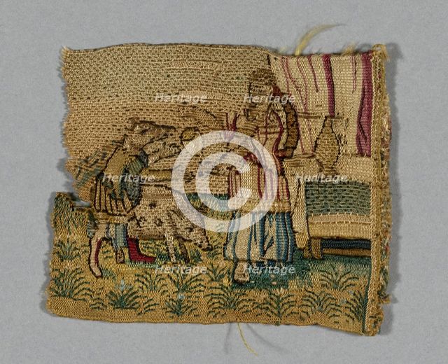 Fragment of a Band Depicting Scene from Homer's Odyssey, England, 16th/17th century. Creator: Unknown.