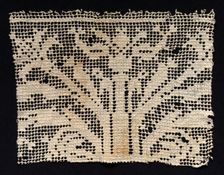 Fragment of a Band with Branching Vegetation, 17th century. Creator: Unknown