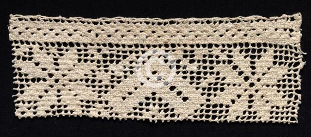 Fragment of a Band with Floral Motif, 17th-18th century. Creator: Unknown.