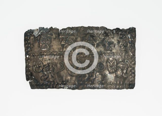 Fragment of a Band with Raised Relief Depicting Felines and Fish, c. A.D. 1000/1470. Creator: Unknown.