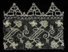 Fragment of a Border with Vines and Floral Motifs, 1600s. Creator: Unknown