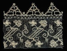 Fragment of a Border with Vines and Floral Motifs, 1600s. Creator: Unknown
