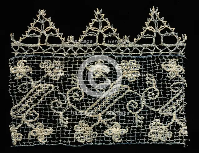 Fragment of a Border with Vines and Floral Motifs, 1600s. Creator: Unknown.