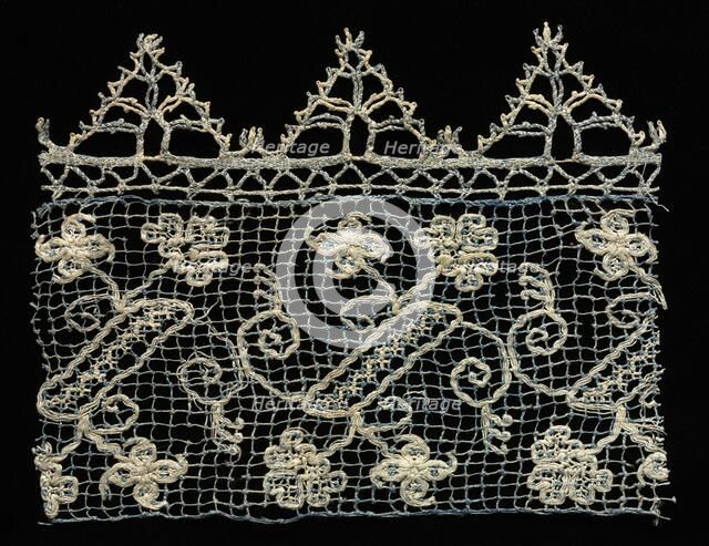 Fragment of a Border with Vines and Floral Motifs, 1600s. Creator: Unknown.