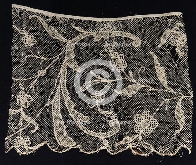 Fragment of a Border with Floral Motif, 18th century. Creator: Unknown.