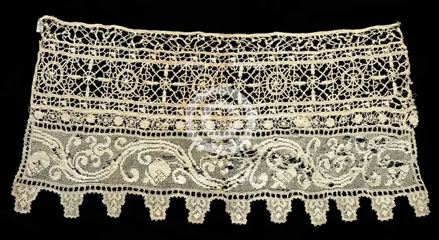 Fragment of a Border with Floral Vine and Geometric Patterns, 16th century. Creator: Unknown.