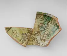 Fragment of a Bowl with a Horse and Rider, Byzantine, 1200-1268. Creator: Unknown