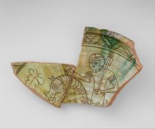 Fragment of a Bowl with a Horse and Rider, Byzantine, 1200-1268. Creator: Unknown