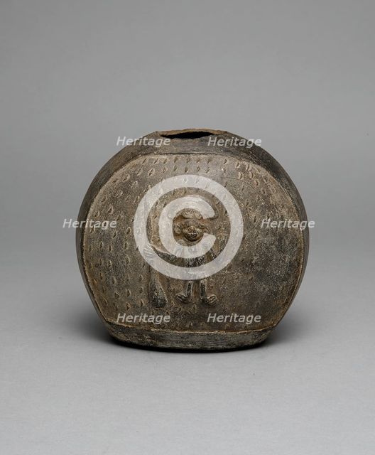 Fragment of a Blackware Vessel with a Relief Depicting a Warrior, A.D. 1200/1450. Creator: Unknown.
