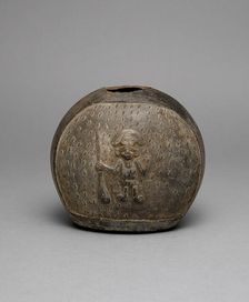 Fragment of a Blackware Vessel with a Relief Depicting a Warrior, A.D. 1200/1450. Creator: Unknown