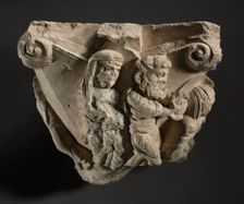 Fragment of a Capital with Scenes from Mary’s Infancy, early 1100s. Creator: The Cathedral of Monopoli (Italian), workshop of