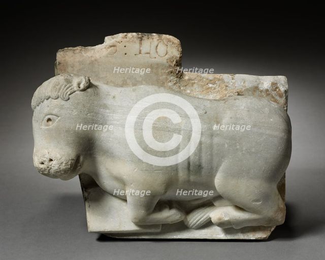Fragment of a Capital with the Ox of Saint Luke, c. 1175-1200. Creator: Unknown.