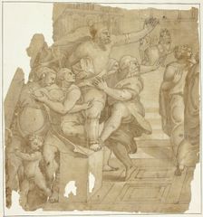Fragment of a Composition with People Gesturing and Horses in the Background, n.d. Creator: Unknown