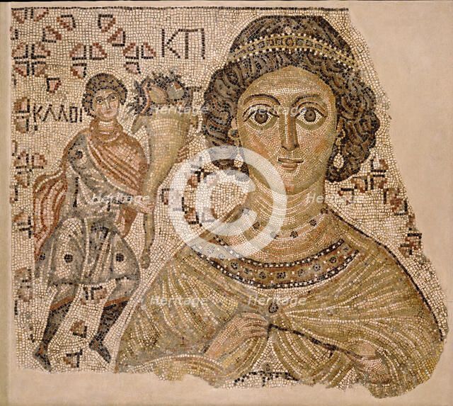 Fragment of a Floor Mosaic with a Personification of Ktisis, Byzantine, 500-550. Creator: Unknown.