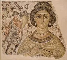 Fragment of a Floor Mosaic with a Personification of Ktisis, Byzantine, 500-550. Creator: Unknown