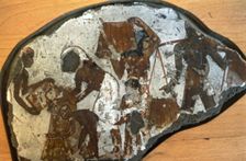 Fragment of a fresco from Thebes, showing a scene of people working