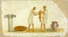 Fragment of a Fresco Panel with a Meal Preparation, A.D. 1-79. Creator: Unknown